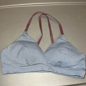 Athleta Bralette Women XS Gray Burgundy Adjustable Strap Surplice Wireless Bra